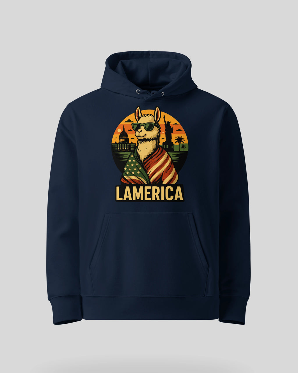 Lamerica Hoodie in French Navy – Online-Shop Ansicht. Klassische Produktansicht auf weißem Hintergrund.