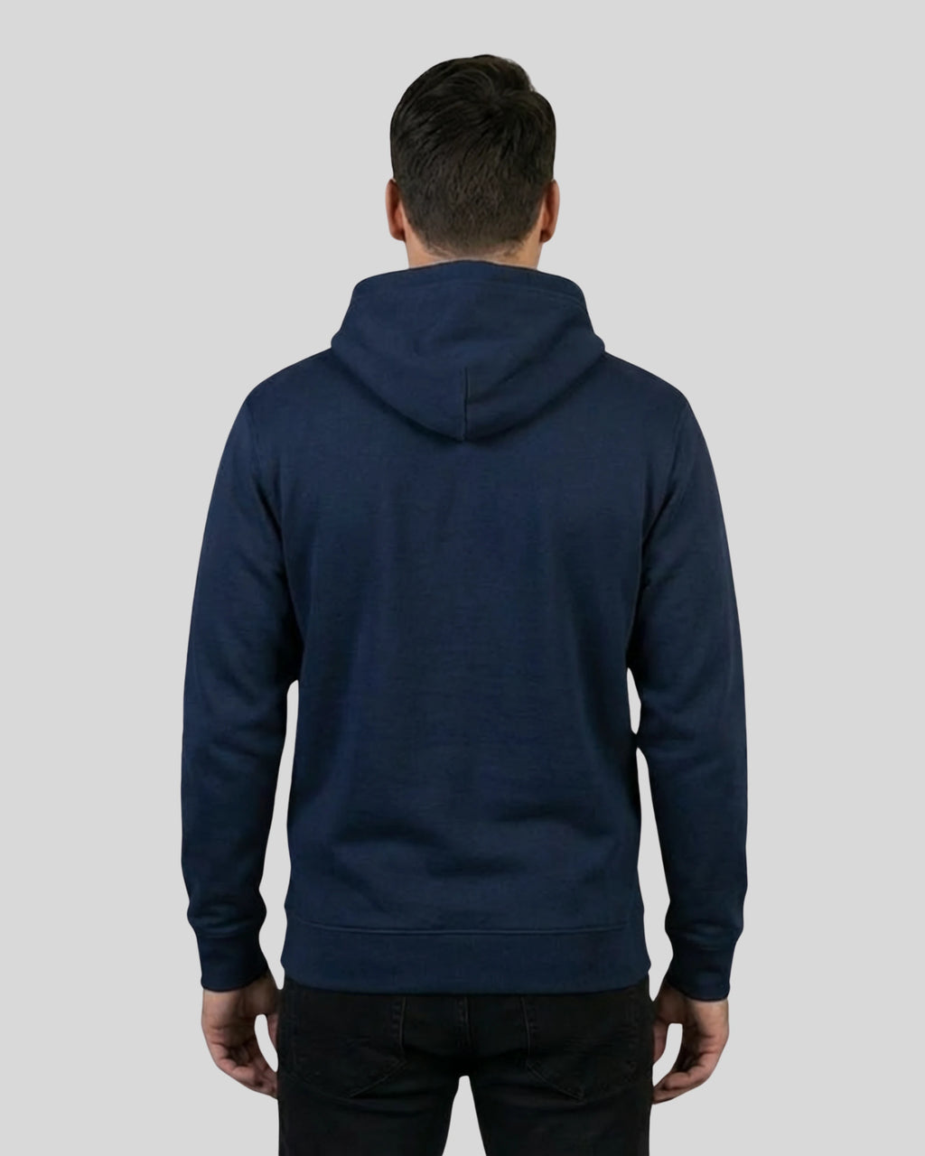 Lamerica Hoodie in French Navy für Herren – Rückansicht. Streetwear Hoodie mit Freiheits-Motiv für einen lässigen Look.