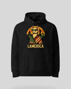 Lamerica Hoodie in Schwarz – Online-Shop Ansicht. Klassische Produktansicht auf weißem Hintergrund.