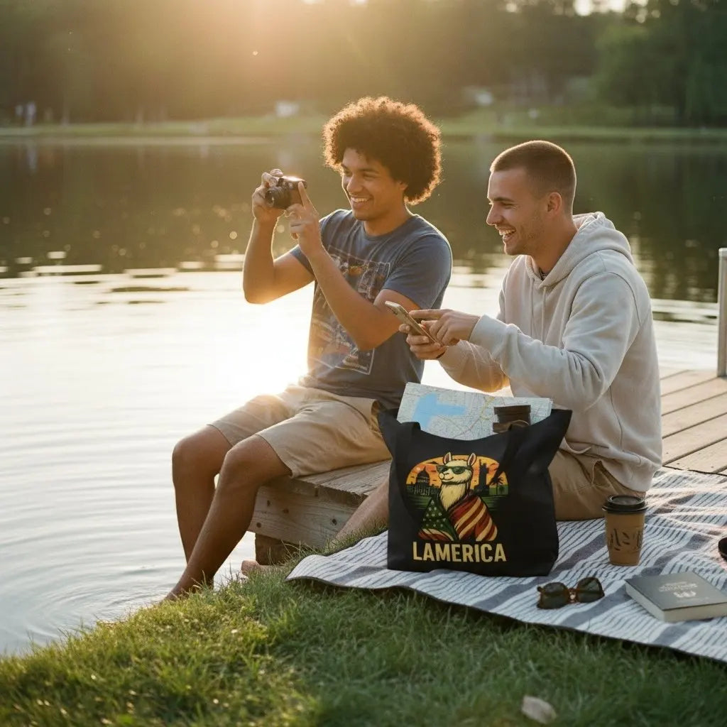 Lamerica am in see | nachhaltige Alternative zu Plastik, Stofftasche mit Statement und Einkaufstasche aus Baumwolle