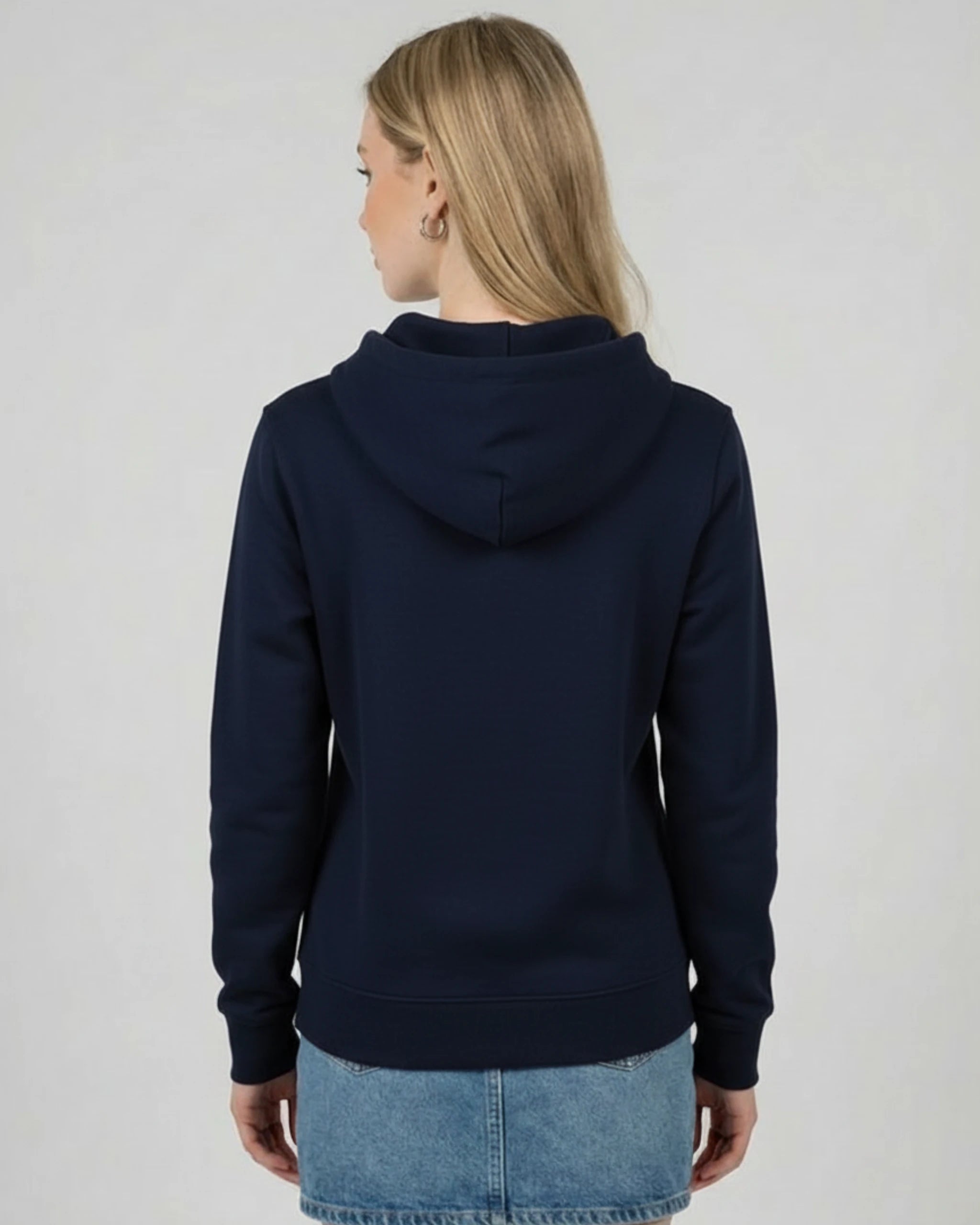 Lama Del Rey Hoodie in Dunkelblau French Navy für Damen Rückenansicht - Fair Fashion Hoodie