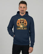 Lama Del Rey Hoodie in Dunkelblau French Navy für Herren Frontalansicht - Nachhaltige Bio-Baumwolle