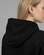 Lama Del Rey Hoodie in klassischem Schwarz - Detailansicht der Kapuze - Coole Geschenkidee