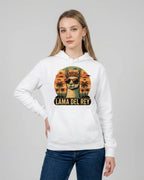 Lama Del Rey Hoodie in strahlendem Weiß für Damen Frontalansicht - Lustiges Lama Motiv