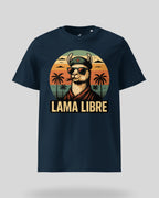 Produktbild des 'Lama Libre' T-Shirts in French-Navy. Ein rebellisches Statement-Shirt auf weißem Hintergrund.