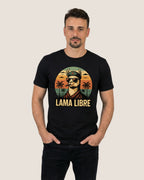 Schwarzes 'Lama Libre' T-Shirt für Herren, das Individualität ausstrahlt. Ein Statement-Shirt für urbane Rebellen.