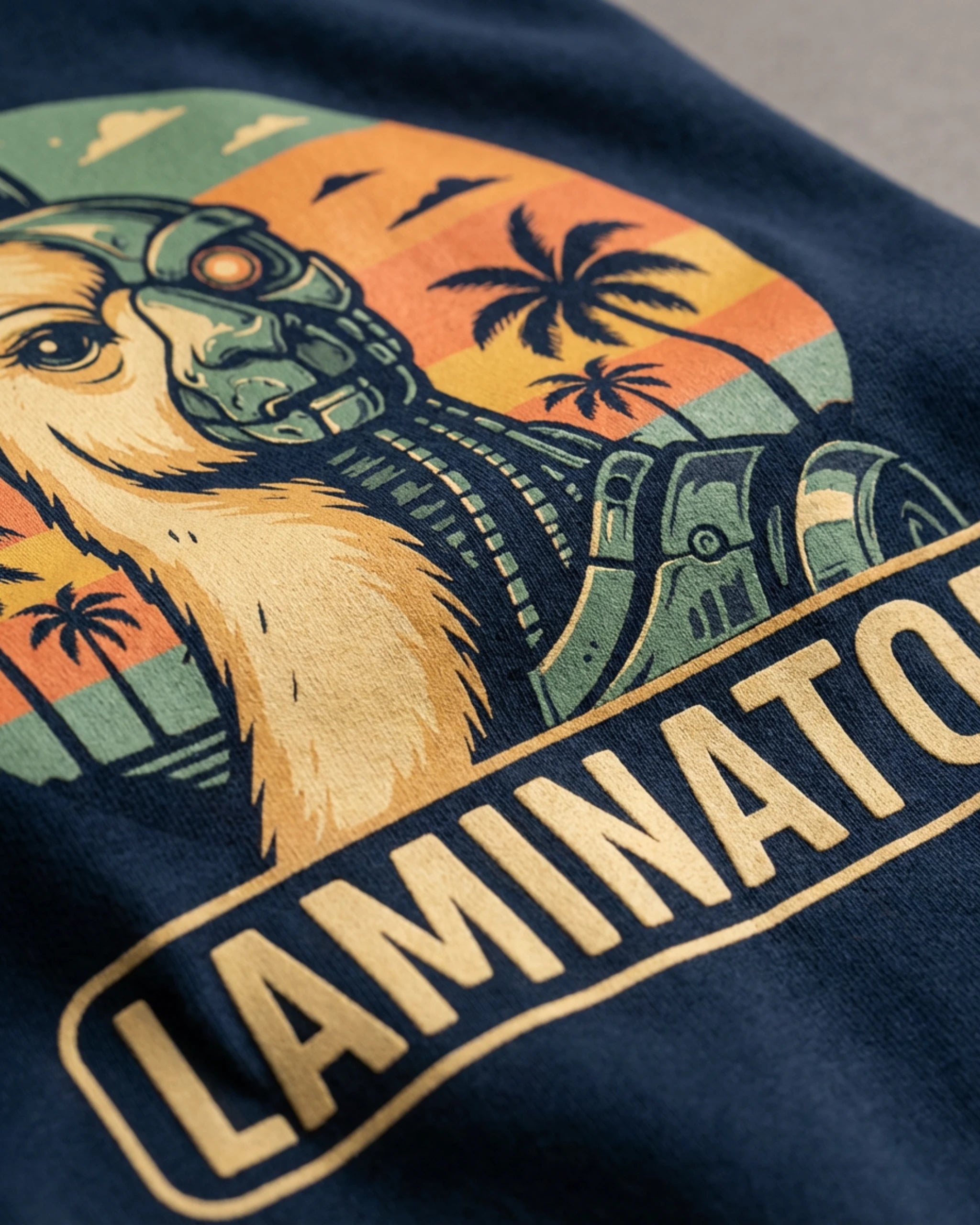 Witziges T-Shirt "Laminator" in French, Detailansicht des Drucks. Zeige deine Nerd-Seite.